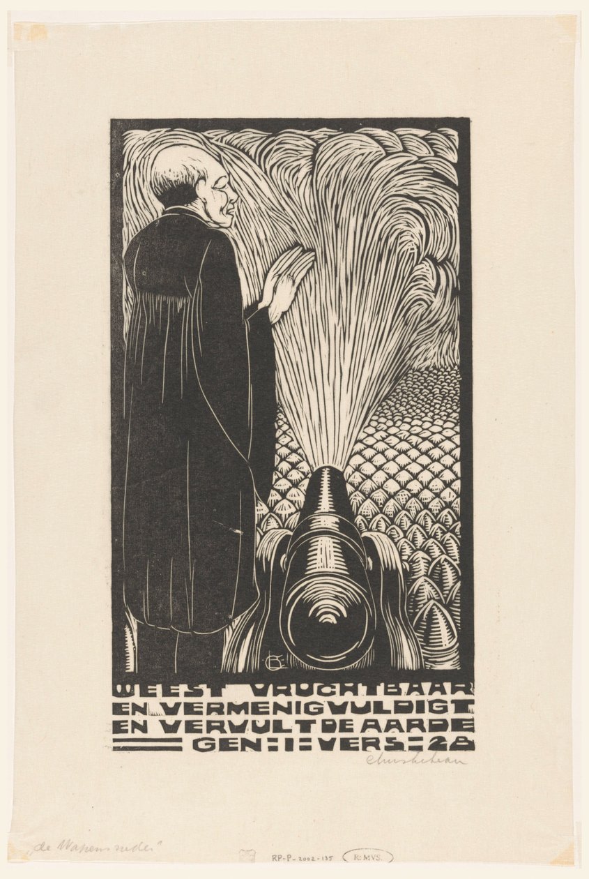 Man vid pistol Nedför armarna (titel på objekt) av Chris Lebeau (signed by artist)