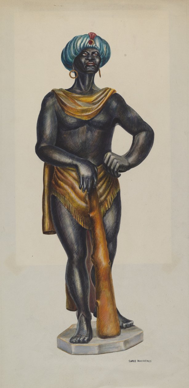 Slavreklamfigur av Chris Makrenos