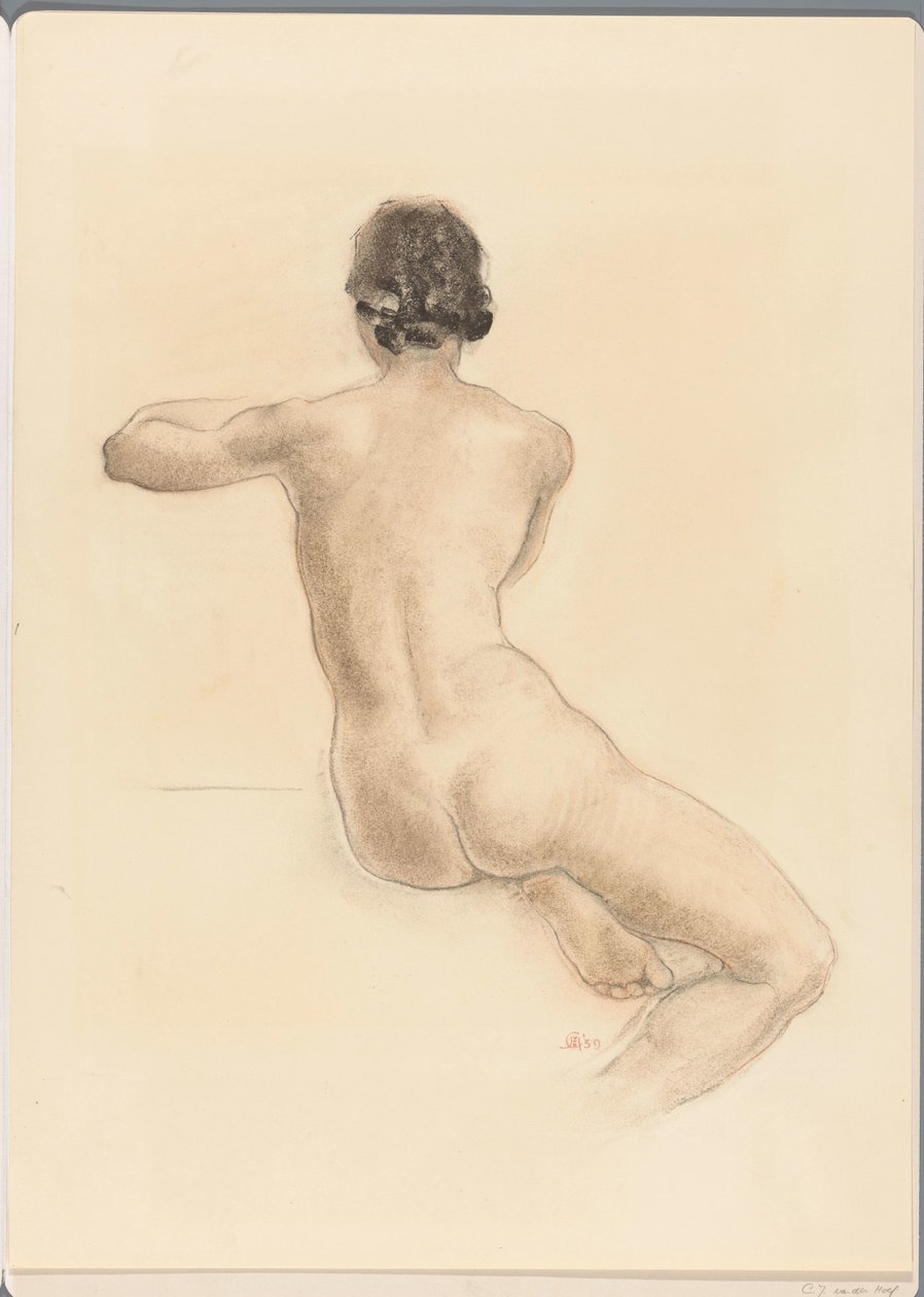 Sittande naken kvinna av Chris van der Hoef (signed by artist)