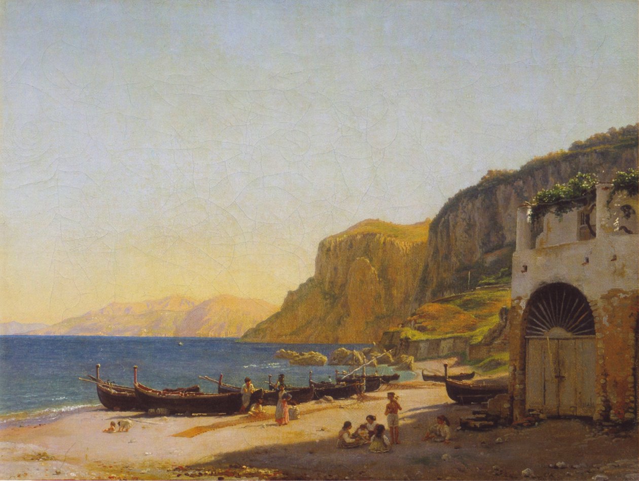 Utsikt över Marina Grande, Capri av Christen Schjellerup Købke