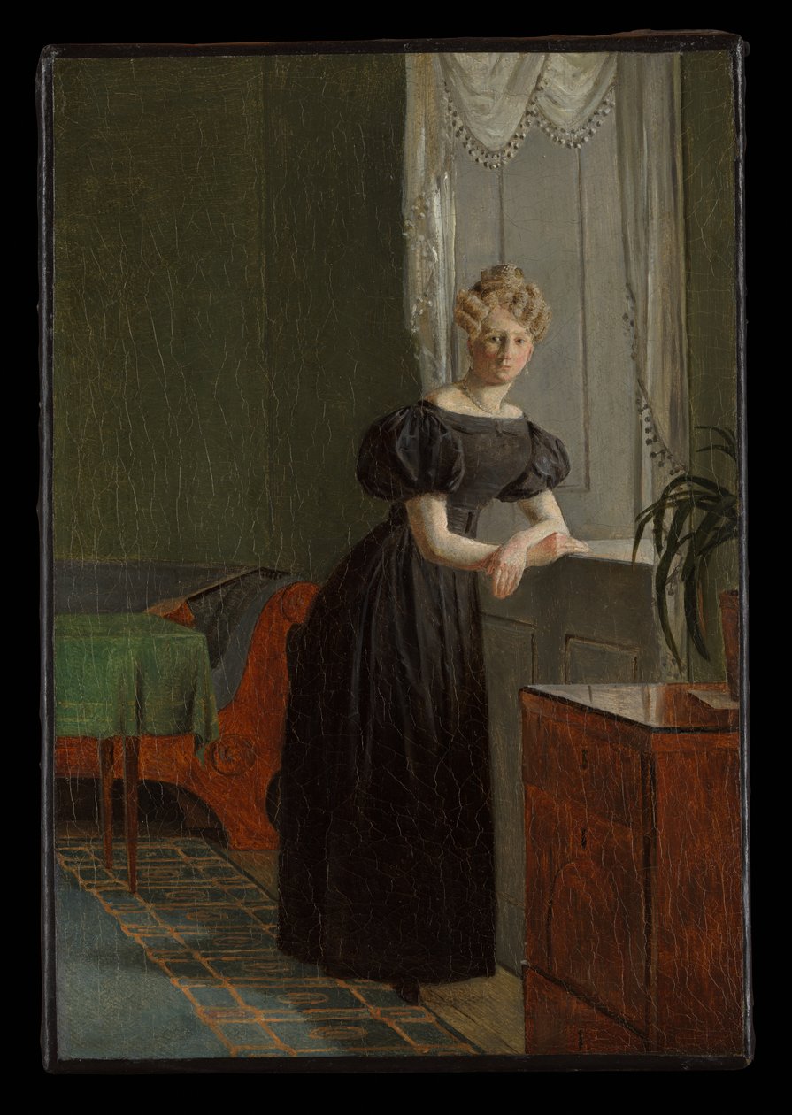 Sophie Købke (senare Sophie Krohn, 1807-1853), konstnärens syster, i hallen på Kastellet av Christen Købke