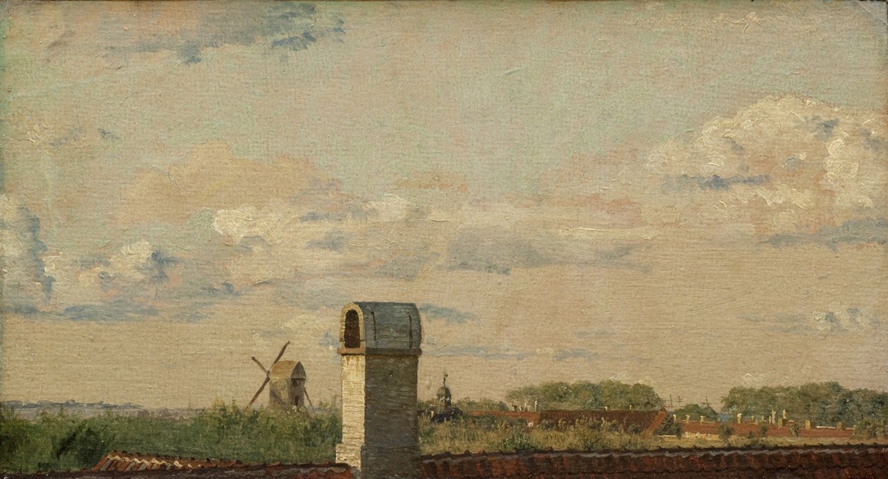 Utsikt från ett fönster i Toldbodvej med utsikt mot citadellet i Köpenhamn, ca 1833 av Christen Schjellerup Købke