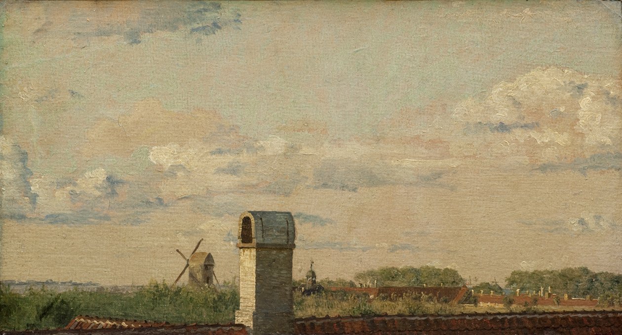 Utsikt från ett fönster i Toldbodvej Utsikt mot Citadellet i Köpenhamn, ca. 1833 (olja på papper nedlagd på duk) av Christen Schjellerup Kobke