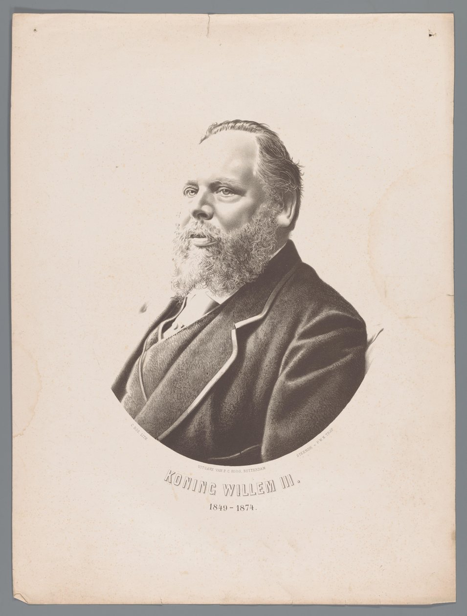 Porträtt av William III av Nederländerna Kung Vilhelm III 1849-1874 (titel på objekt) av Christiaan Bos