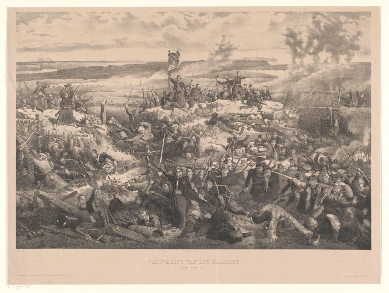Slaget vid Malachov Erövringen av Malakoff. 8 september 1855 (titel på objekt) av Christiaan Bos