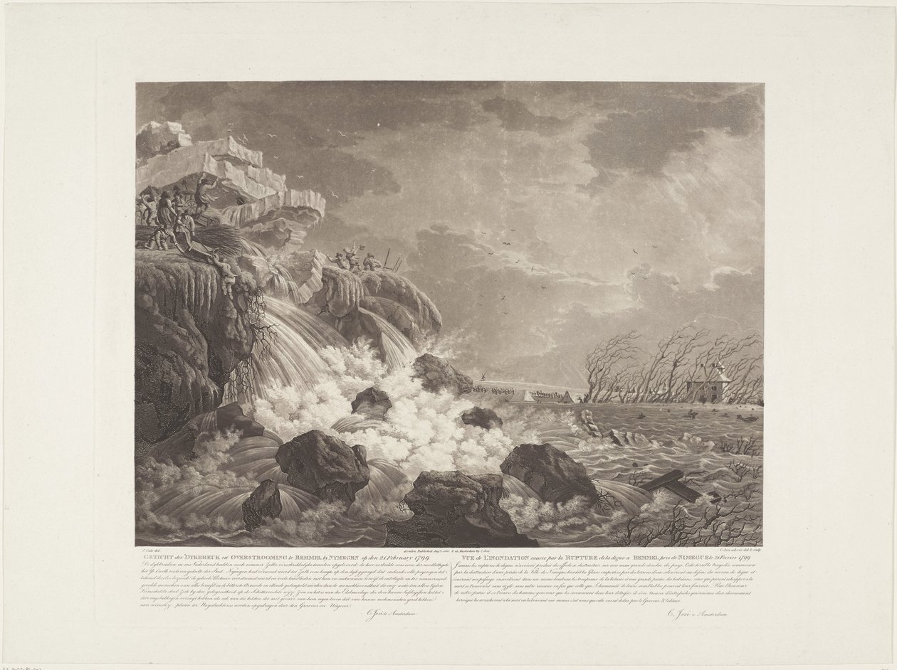 Utsikt över dykrupturen och översvämningen vid Bemmel vid Nymegen den 21 februari 1799 / Vue de L