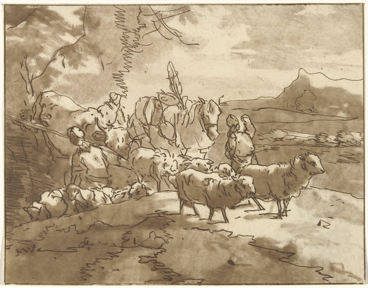 Landskap med herdar och boskap av Christiaan Josi