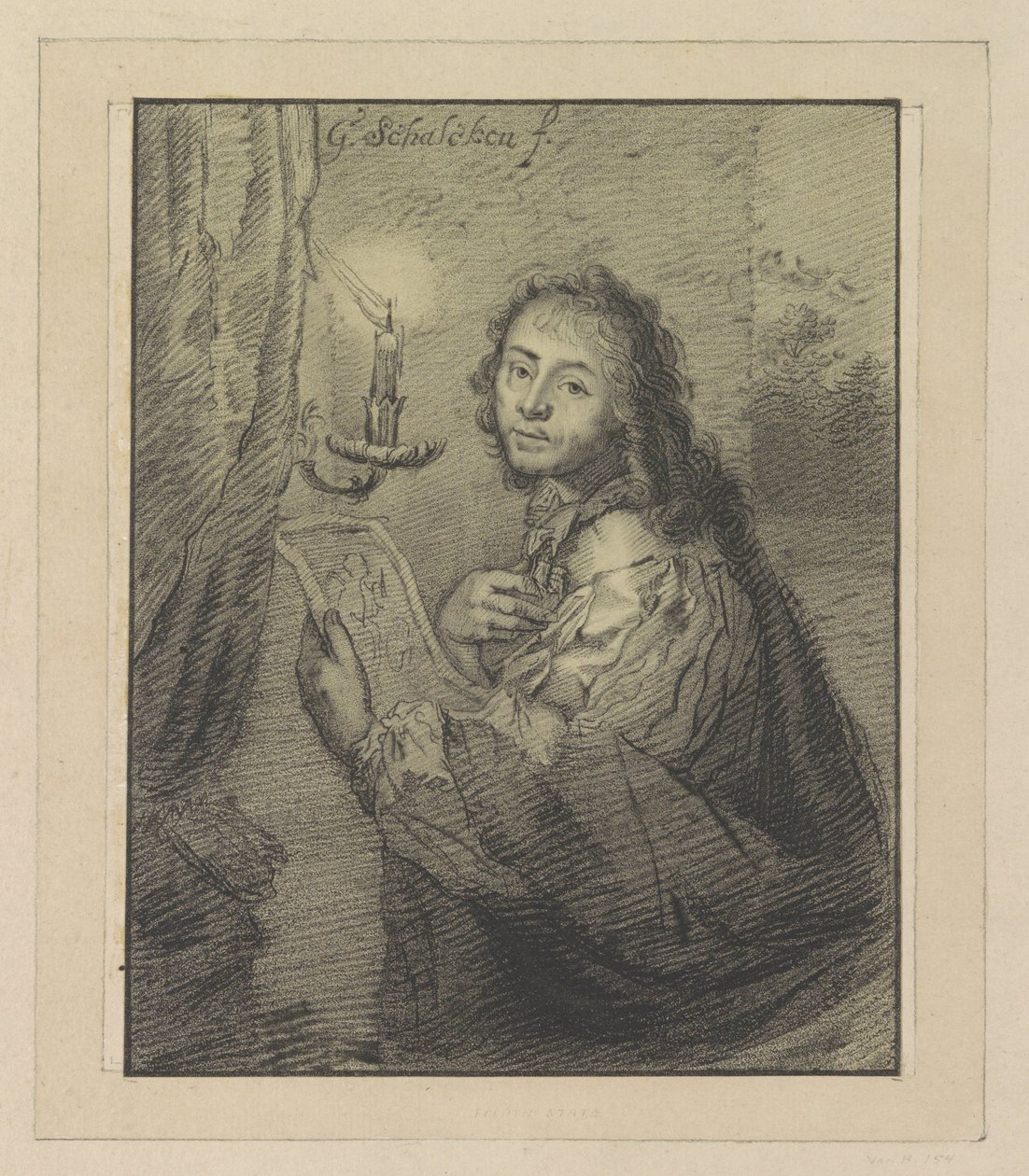 Porträtt av Godfried Schalcken vid levande ljus av Christiaan Josi