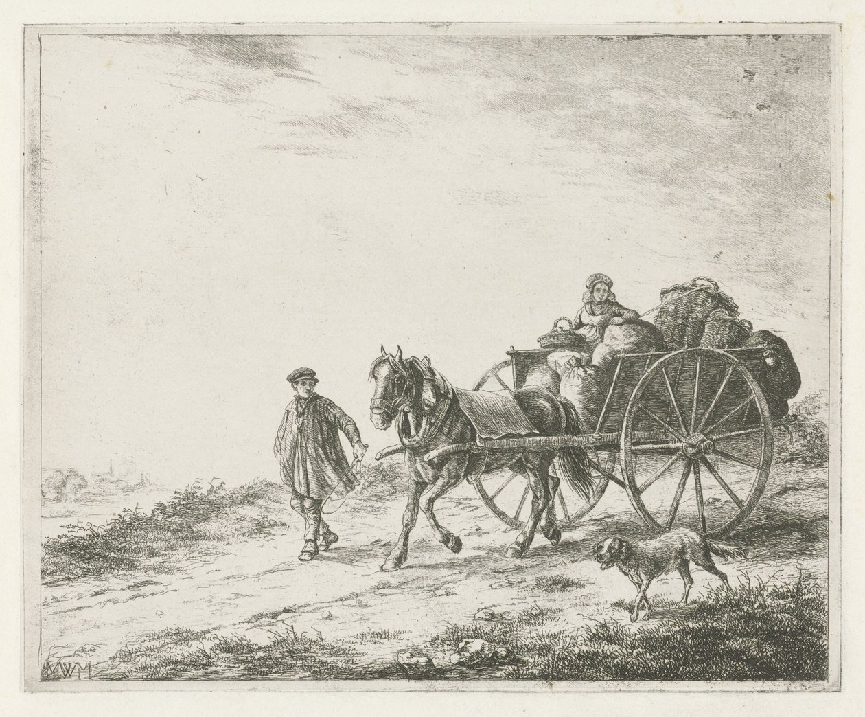 Bondens vagn med last av Christiaan Wilhelmus Moorrees