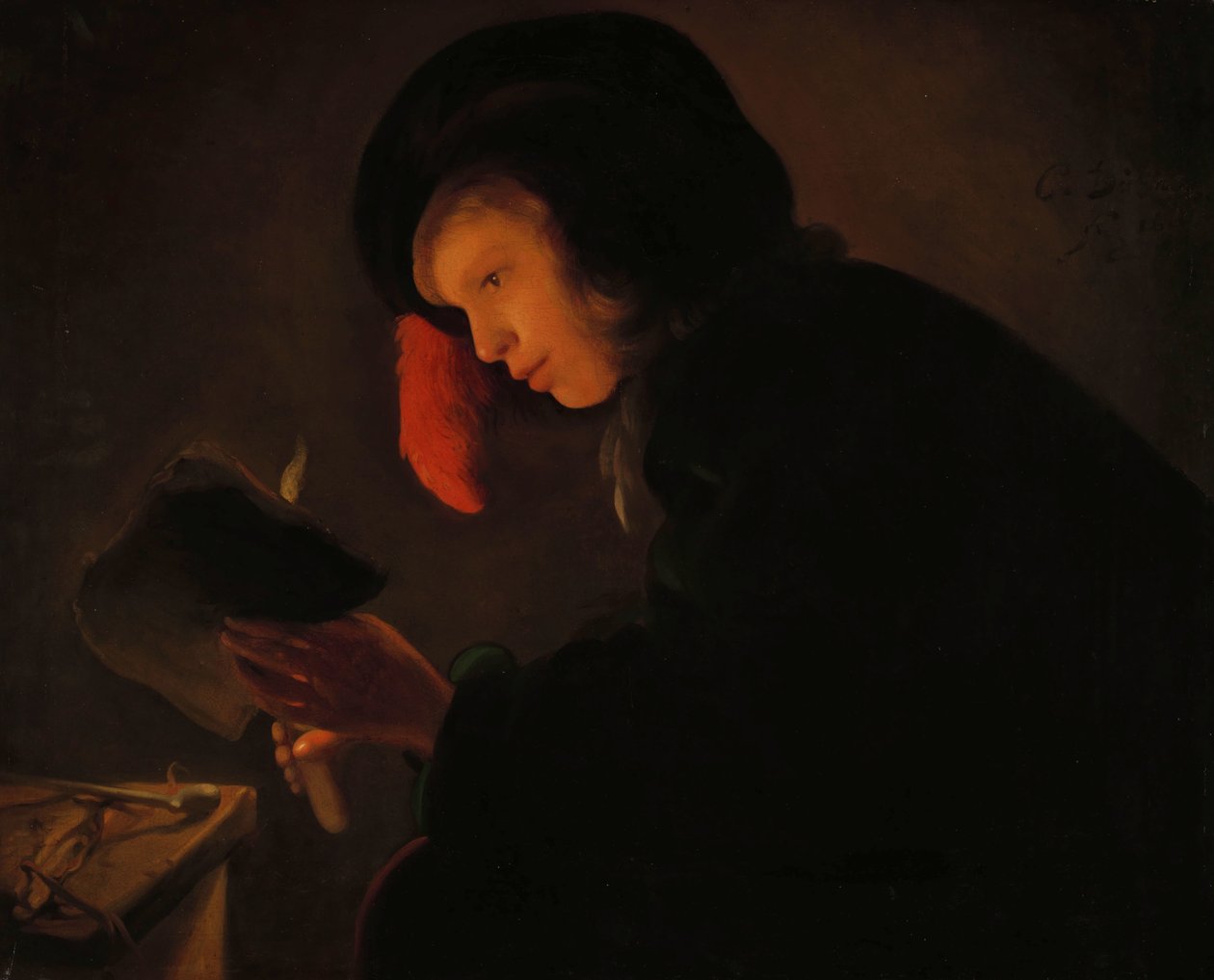 Ung man vid levande ljus av Christiaen Jansz. Dusart
