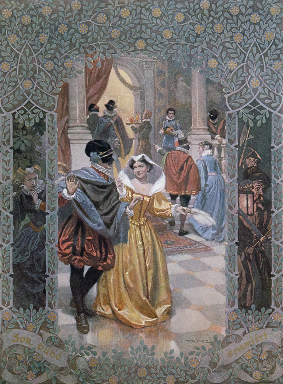 Illustration för en scen i "Much Ado About Nothing", c.1900 av Christian August Printz