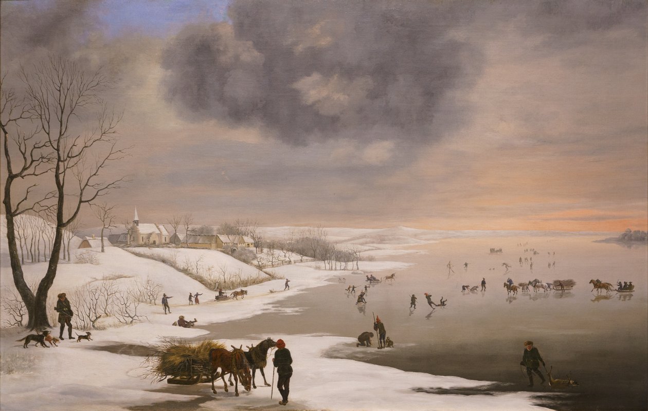 Vinterlandskap med Brabrand kyrka av Christian David Gebauer