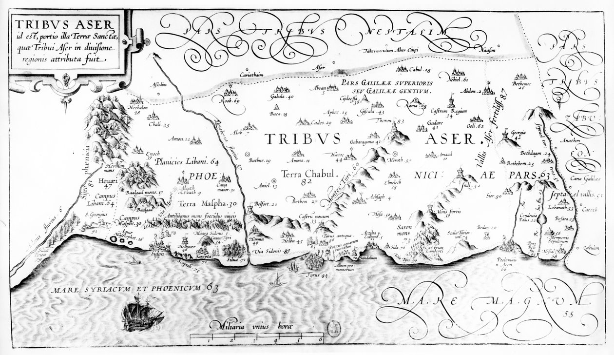 Karta över stammen Asher, 1590 av Christian van Adrichom