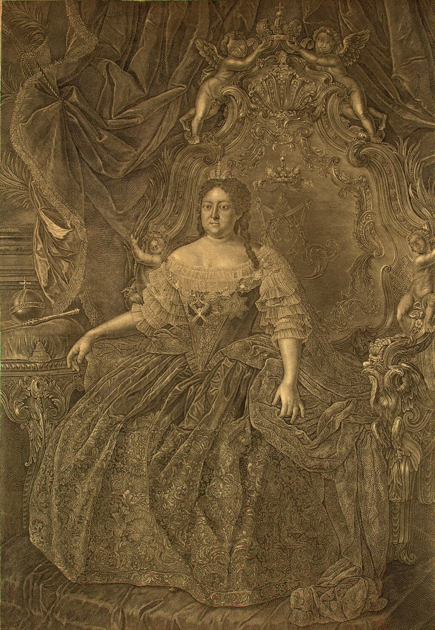 Porträtt av kejsarinnan Anna Ioannovna 1693-1740, 1740-talet av Christian Albrecht Wortmann