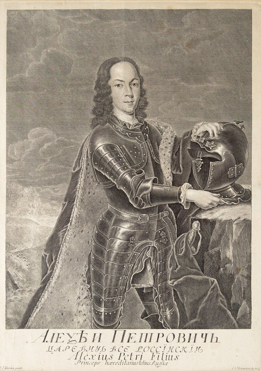 Porträtt av Tsarevich Alexei Petrovich av Ryssland 1690-1718, ca. 1740 av Christian Albrecht Wortmann
