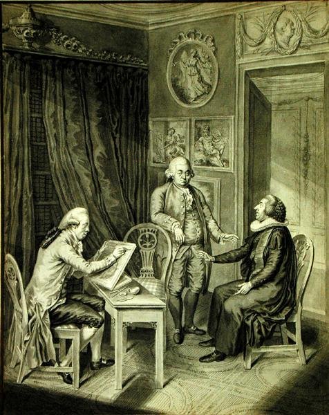 Christian Andreas Georg Stottrupp (1789-1835), pastor Sturm och Philipp Emanuel Bach (1714-88) (indisk bläck på papper) av Christian Andreas Georg Stottrupp