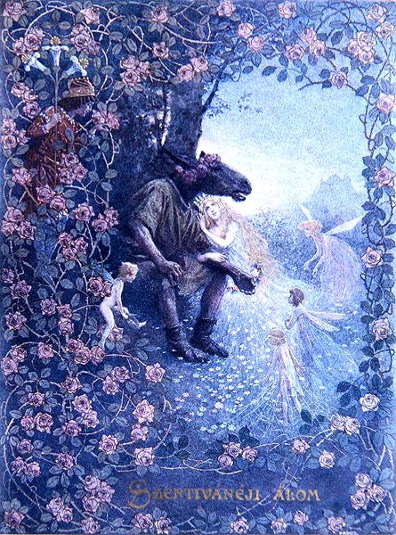 Illustration från "En midsommarnattsdröm" av William Shakespeare (1565-1616) ca 1900 (litho) av Christian August Printz