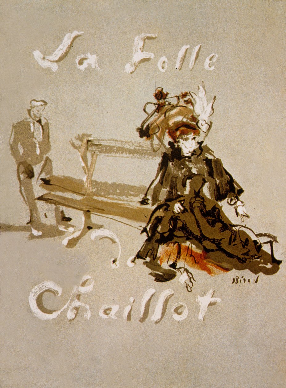 Omslag till "The Madwoman of Chaillot", pjäs av Jean Giraudoux av Christian Bérard