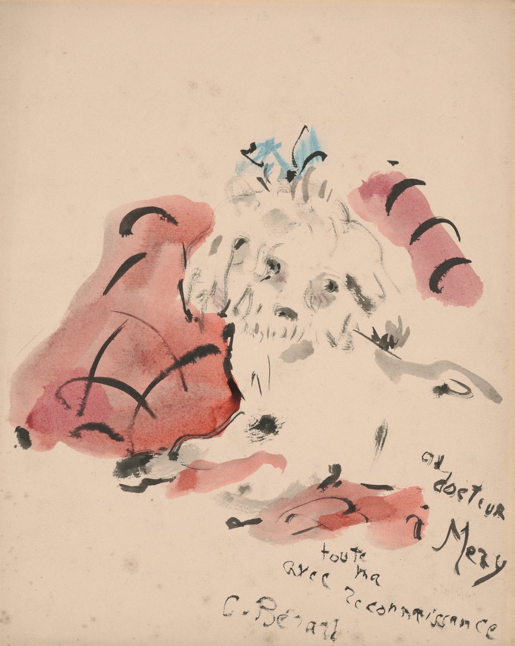 Petit chien (recto) (oljepastell, akvarell, pensel och tusch på papper) av Christian Bérard