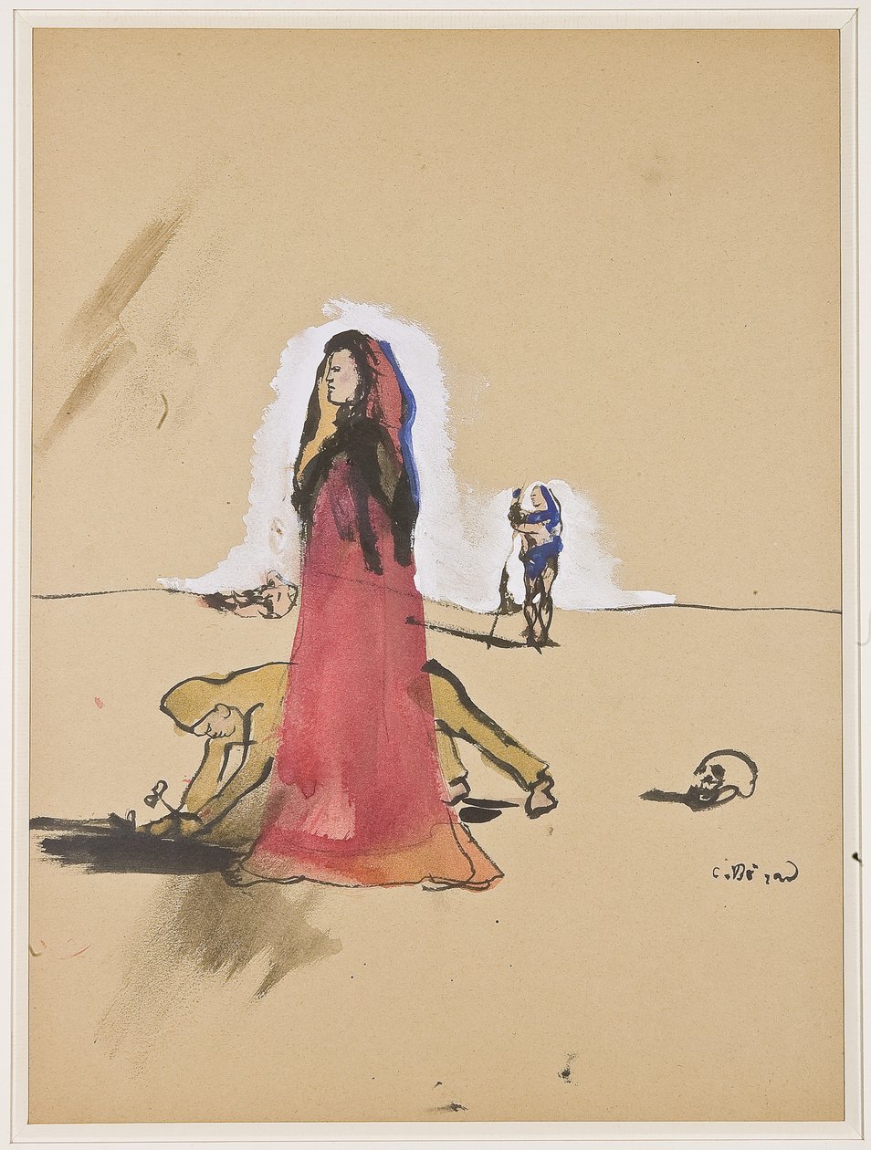Scen med karaktärer, ca 1934 (gouache och bläck på papper) av Christian Bérard