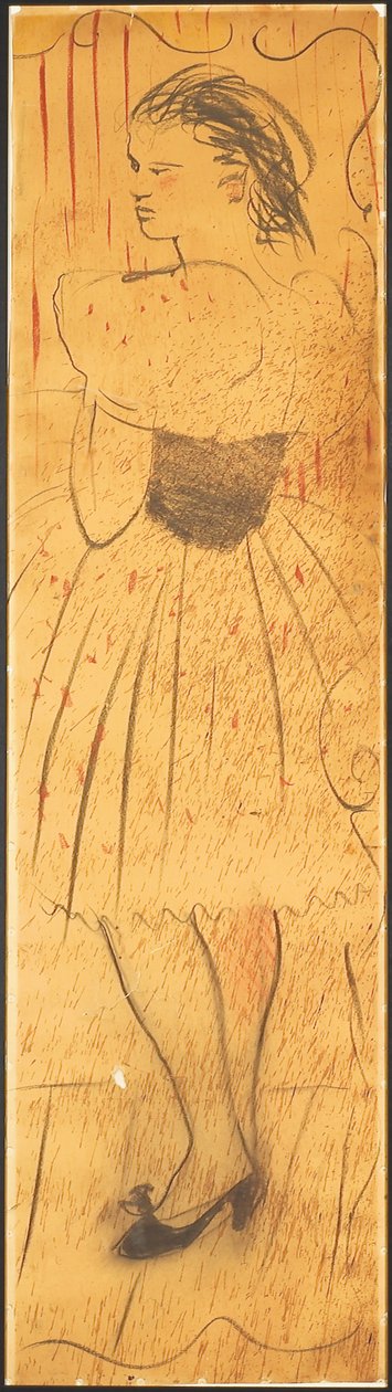 Triptyk (ritning av en älskares scen) (penna på papper) (se även 742028-29) av Christian Bérard