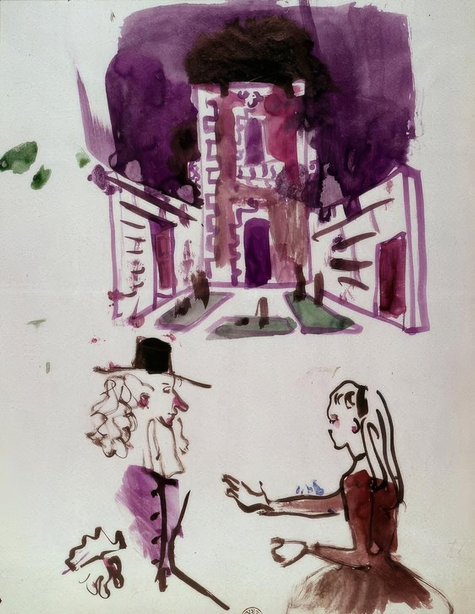 Scenografi och figurer av Dorante och Angélique av Christian Bérard