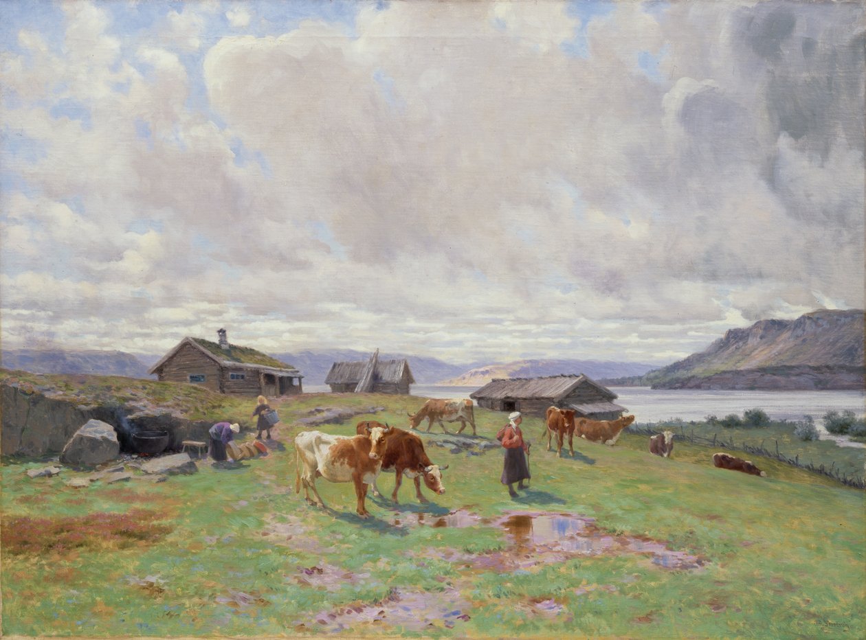Morgonatmosfär på Holmvassbu (olja på duk) av Christian Eriksen Skredsvig