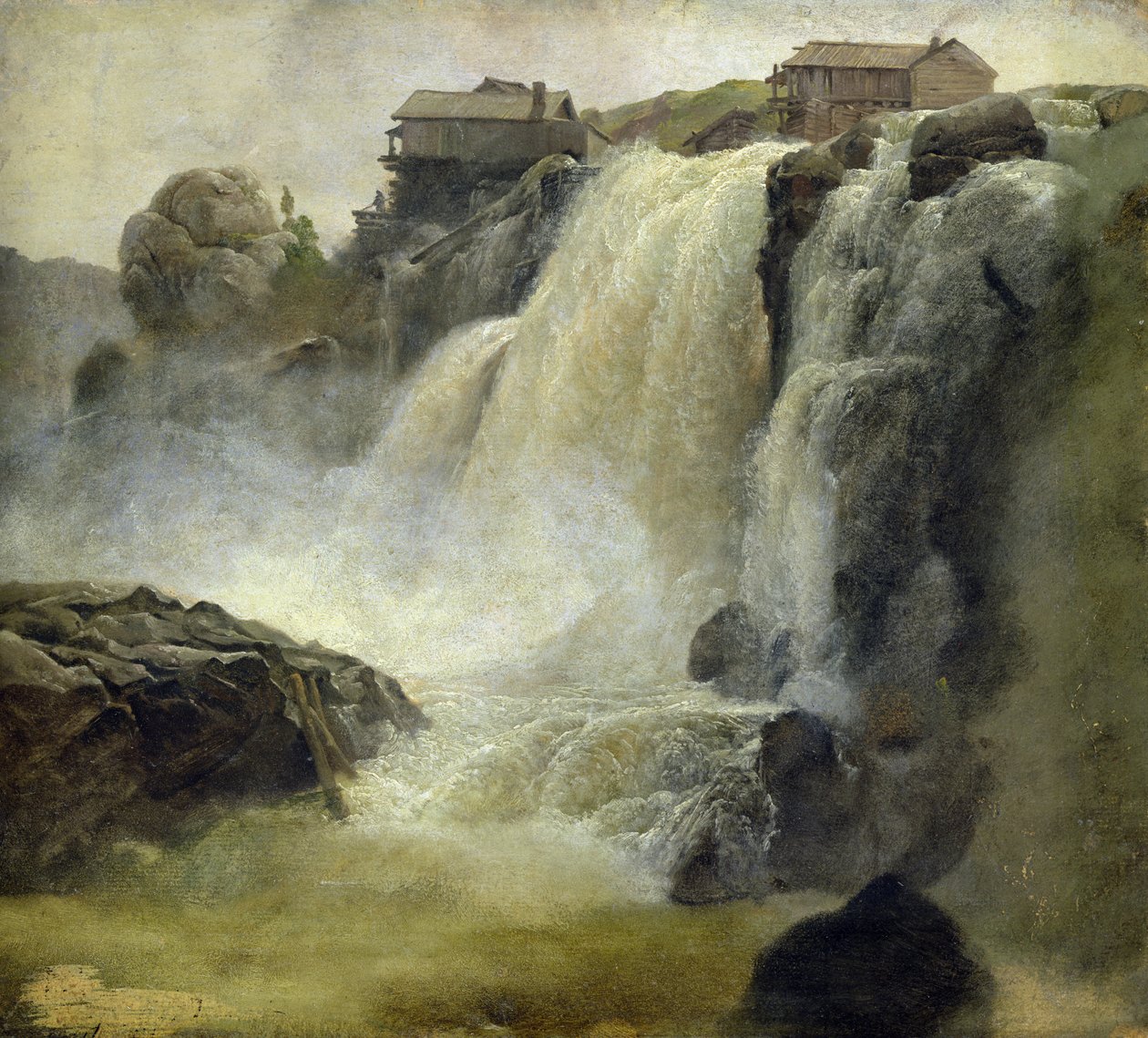 Haugfoss i Norge, 1827 (olja på papper på papp) av Christian Ernst Bernhard Morgenstern