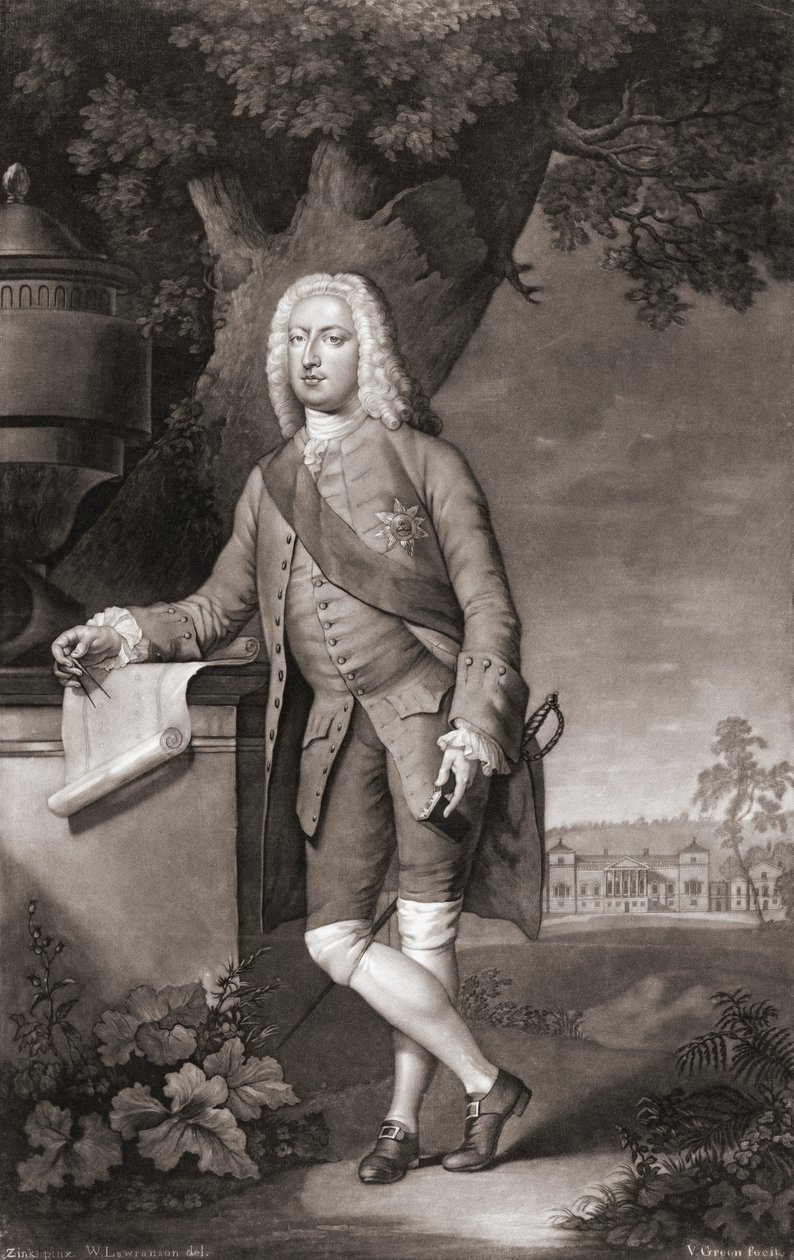 Thomas Coke, Earl of Leicester. Porträtt. (skriva ut) av Christian Friedrich (after) Zincke