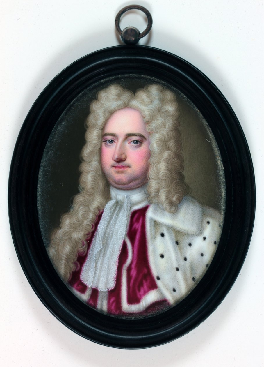 Edward Harley, 2nd Earl of Oxford och Mortimer (emalj) av Christian Friedrich (attr.to) Zincke