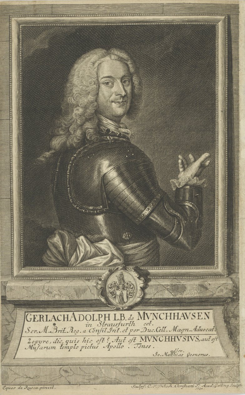 Porträtt av Gerlach Adolph von Munchausen 1688-1770, 1738. av Christian Friedrich Fritzsch