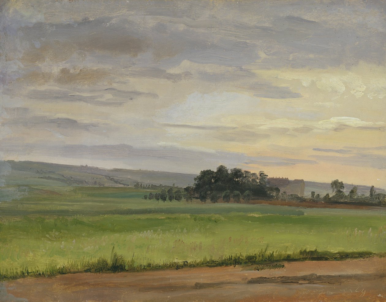 Ett majsfält nära Dresden, 1833 (olja på papper på kartong) av Christian Friedrich Gille