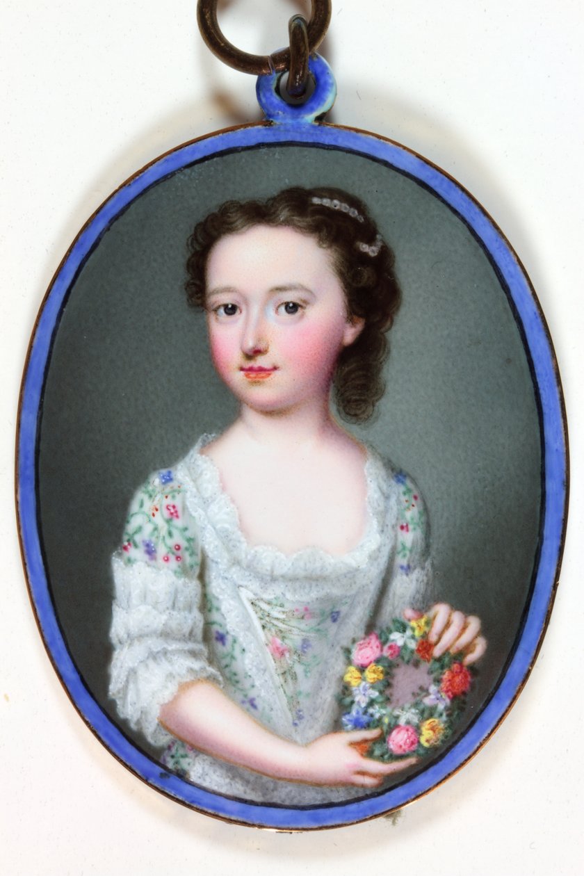 Lady Elizabeth Cavendish Bentinck, senare viscountess Weymouth och Marchioness of Bath (emalj) av Christian Friedrich Zincke