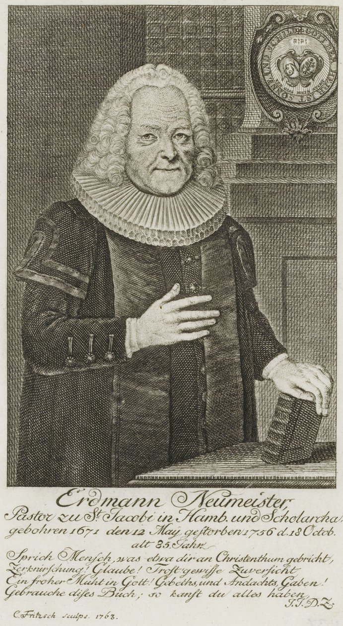 PPN663946751 Erdmann Neumeister, pastor vid St Jacobi i Hamburg och Scholarcha. (1763) av Christian Fritzsch