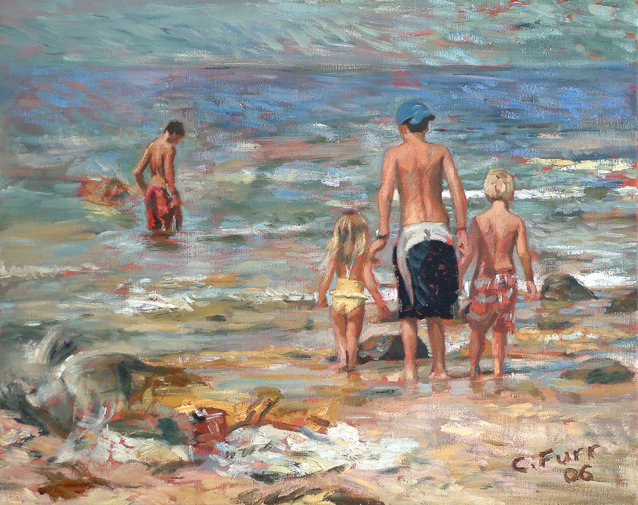 Beach Scene, 2006 (olja på linne) av Christian Furr