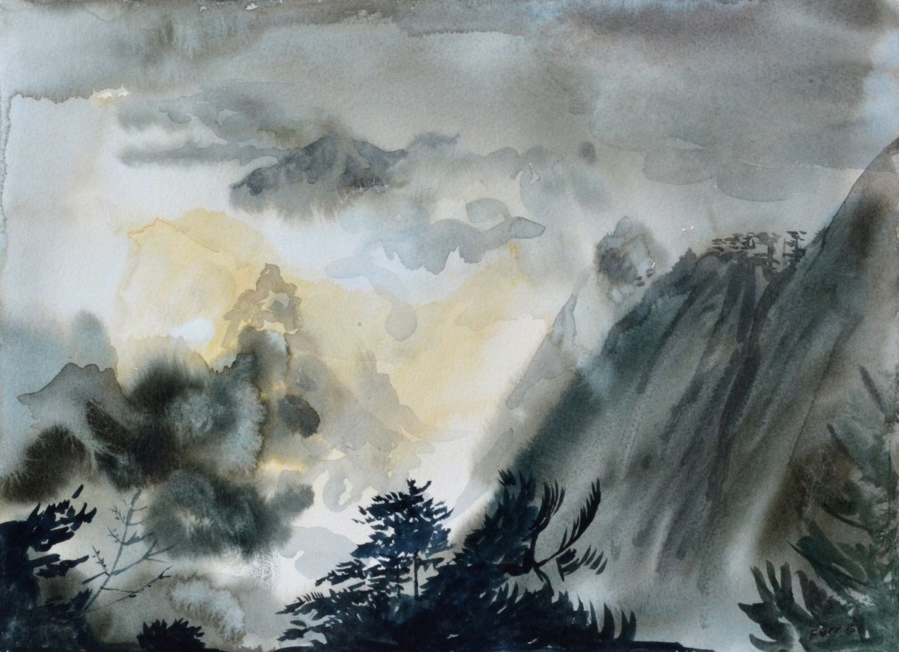 Black Mountain, 2015 (akvarell på papper) av Christian Furr
