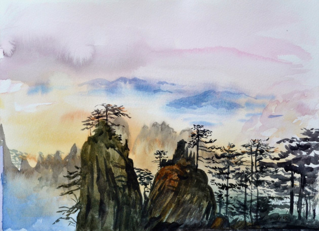 Drivande moln, 2015 (akvarell på papper) av Christian Furr