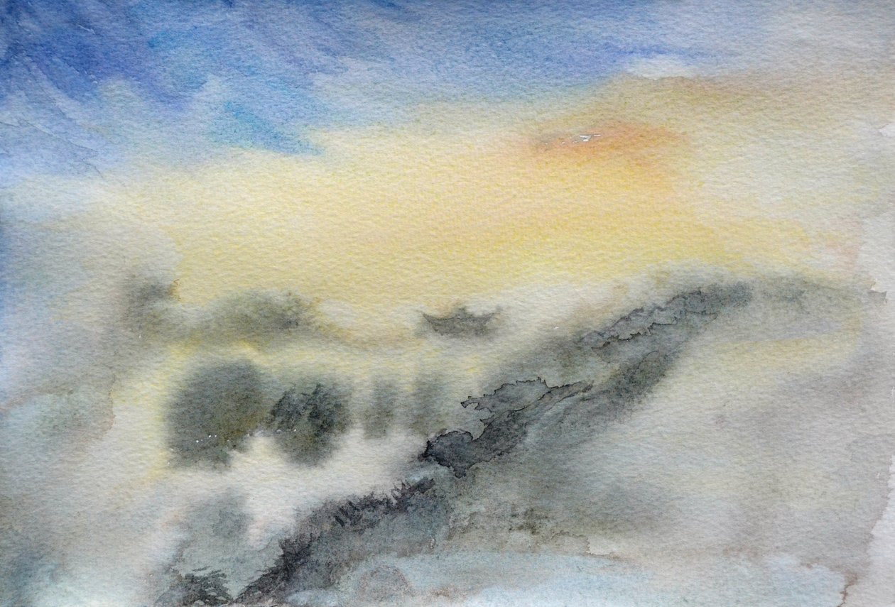 Temple in the Clouds, 2015 (akvarell på papper) av Christian Furr