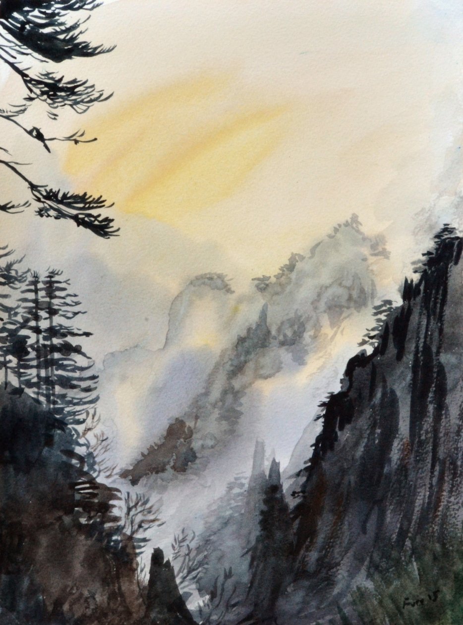 Gula moln, 2015 (akvarell på papper) av Christian Furr
