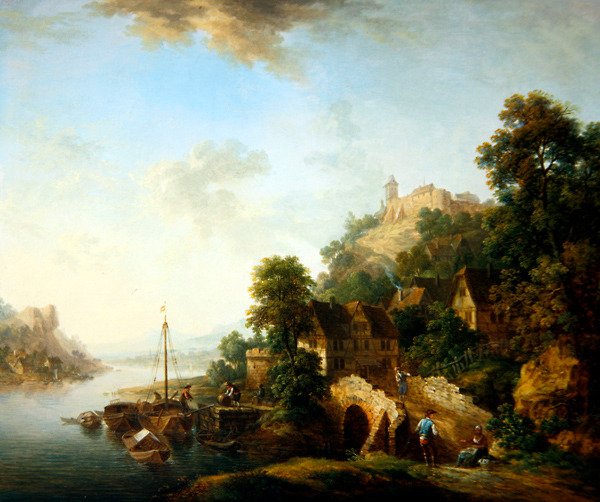 Utsikt över byn Braubach (olja på koppar) av Christian Georg I Schutz