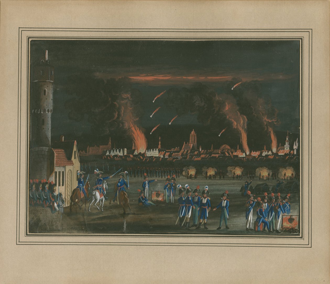 Franska arméns bombardering av Frankfurt am Main den 13 juli 1796 av Christian Georg Schütz the Younger