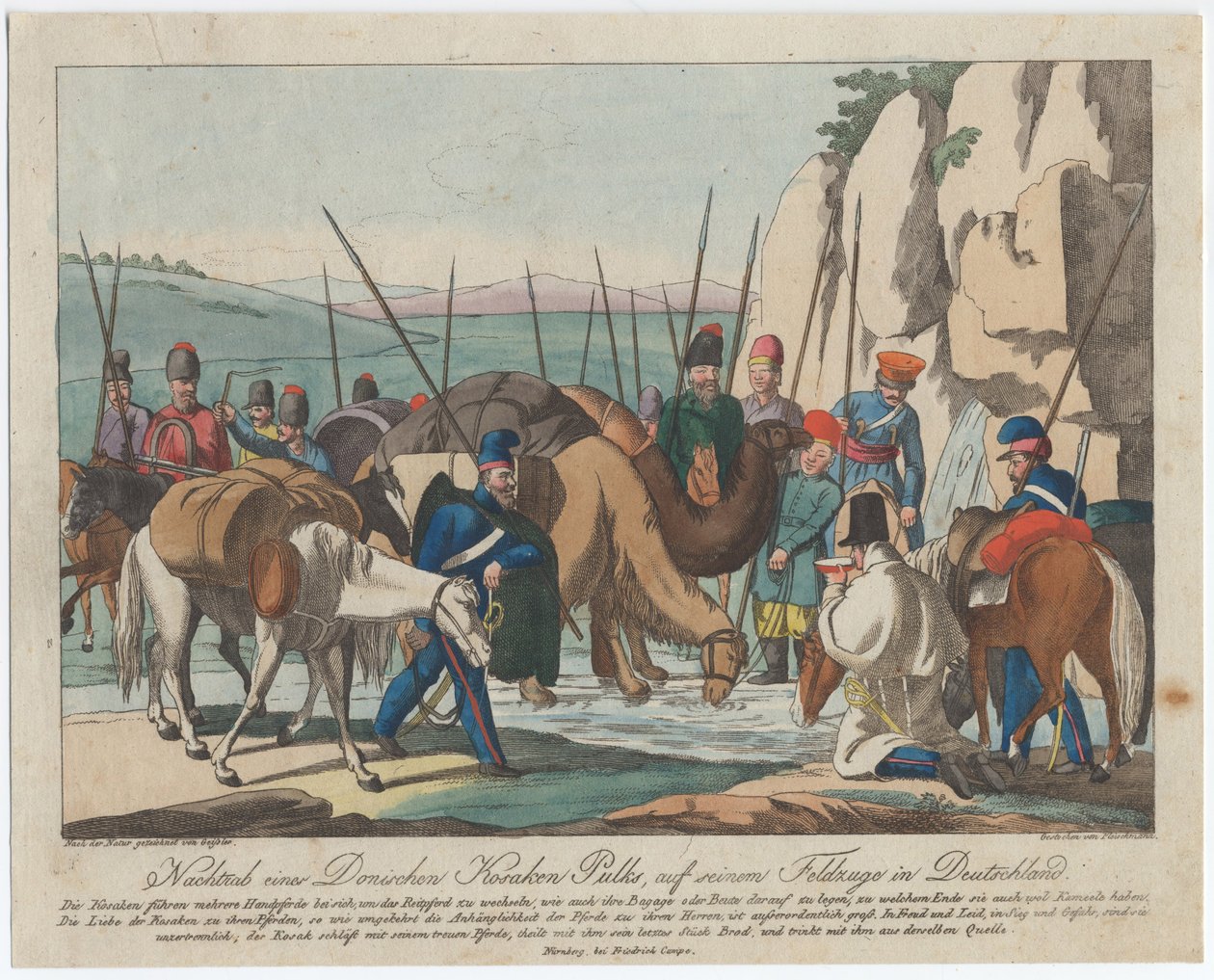 Don kosacker vilar i Tyskland, ca 1814 av Christian Gottfried Heinrich Geissler