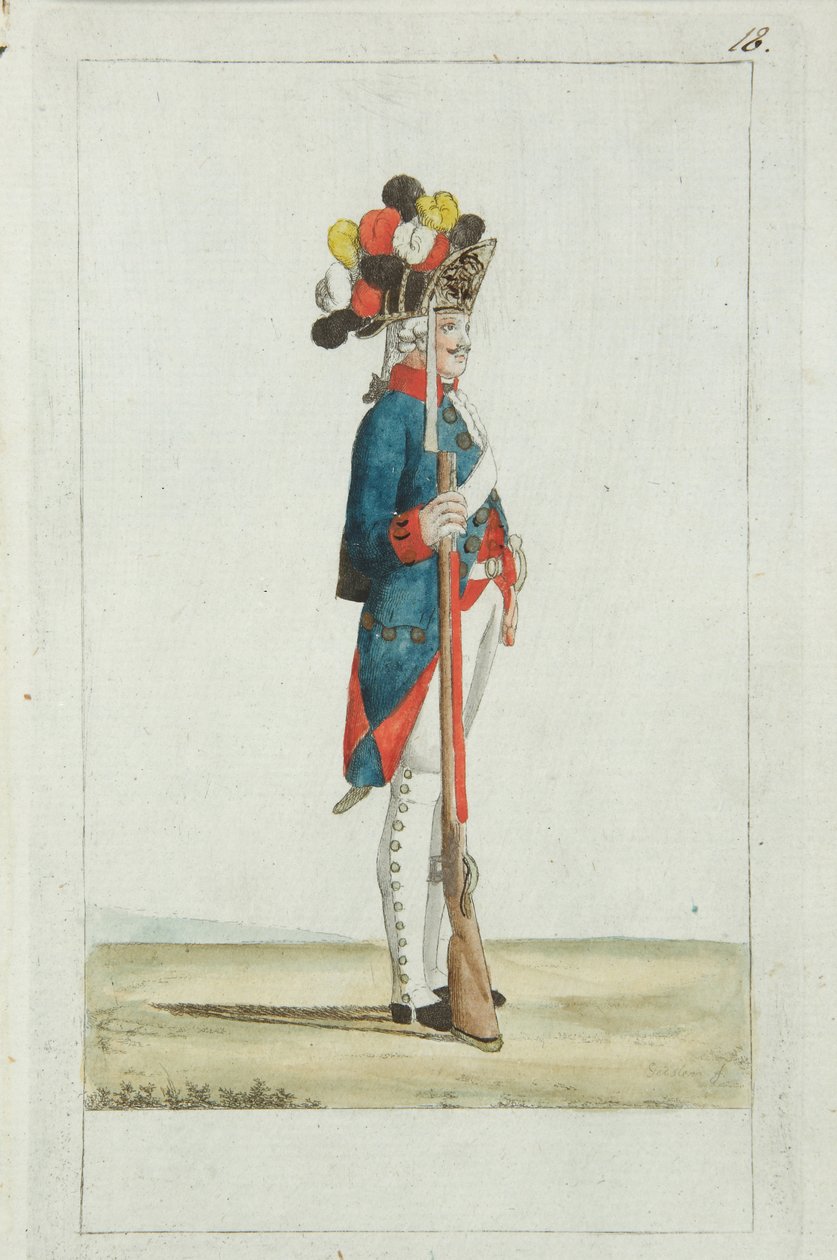 Grenadier vid Preobrazhensky-regementet, 1793 av Christian Gottfried Heinrich Geissler