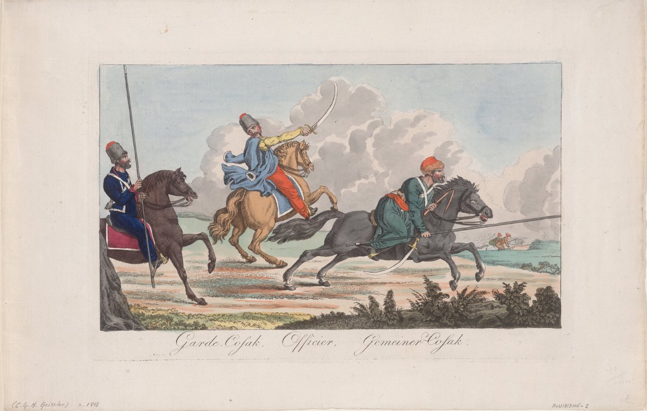 Livgardets kosack, officer och kosack av Christian Gottfried Heinrich Geissler