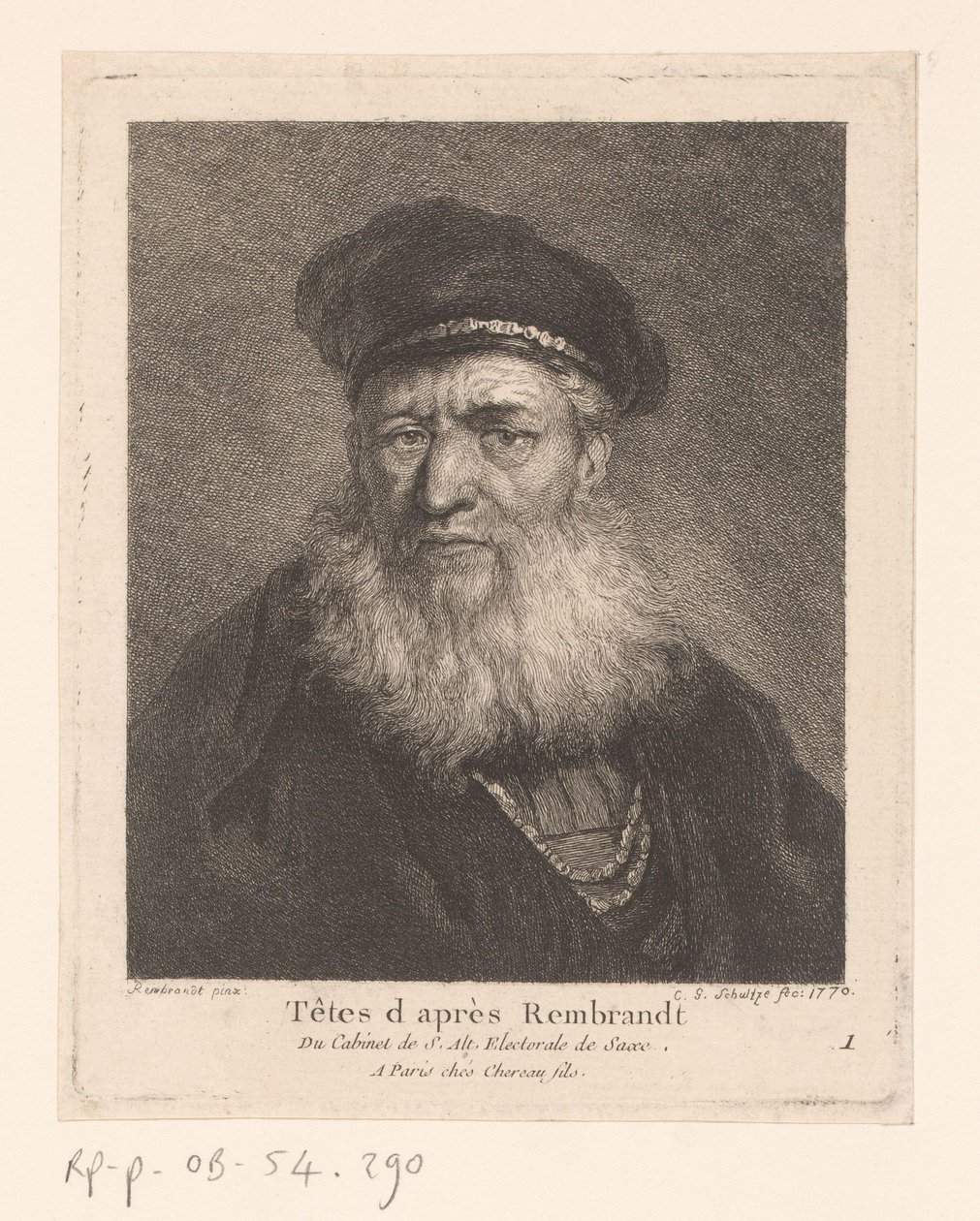 Gammal man med basker och skägg People in the Style of Rembrandt (serietitel) av Christian Gottfried Schultze