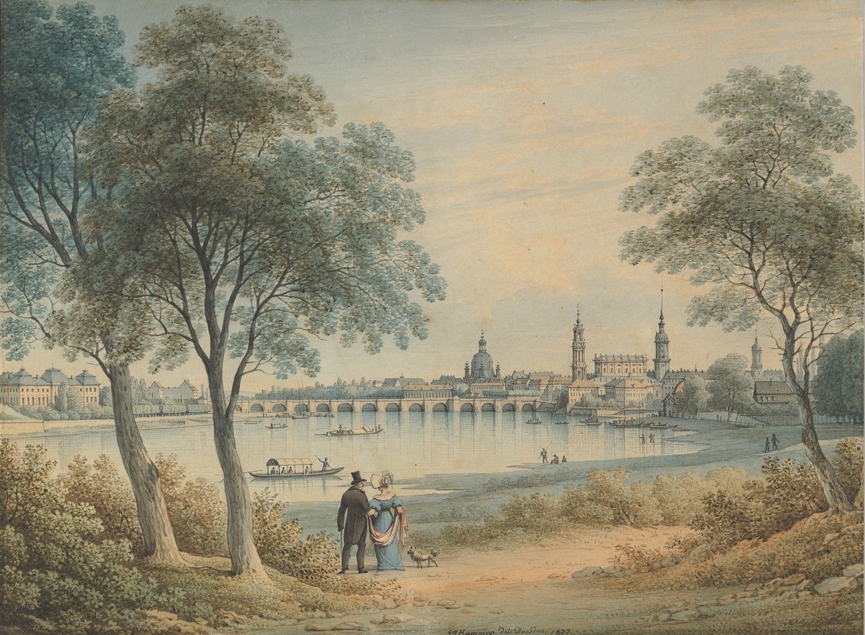 Utsikt över Dresden från väster, 1833. av Christian Gottlob Hammer