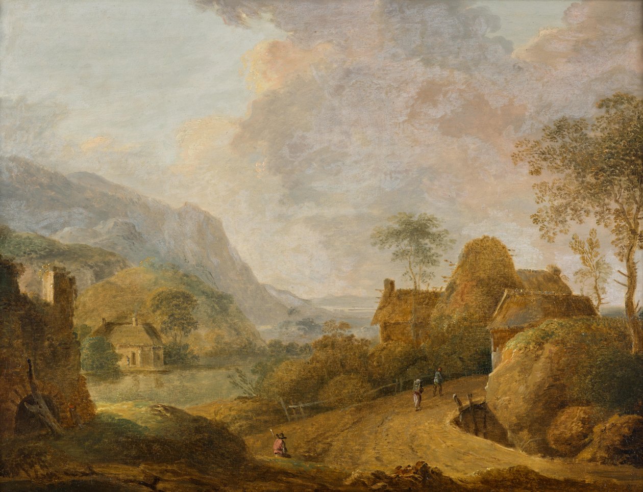 Bergslandskap med flod och gård av Christian Hilfgott Brand