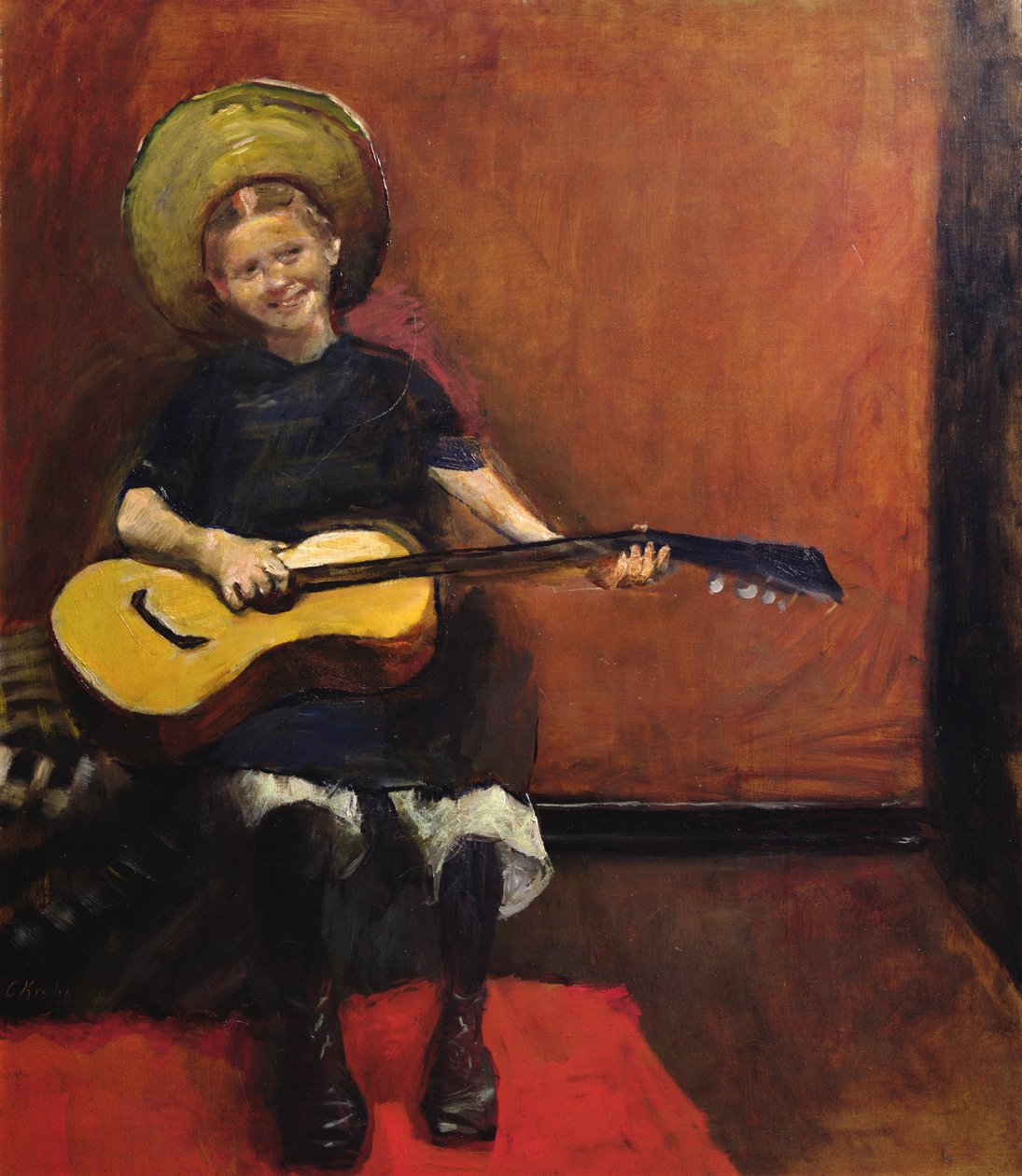 Flicka med gitarr av Christian Krohg