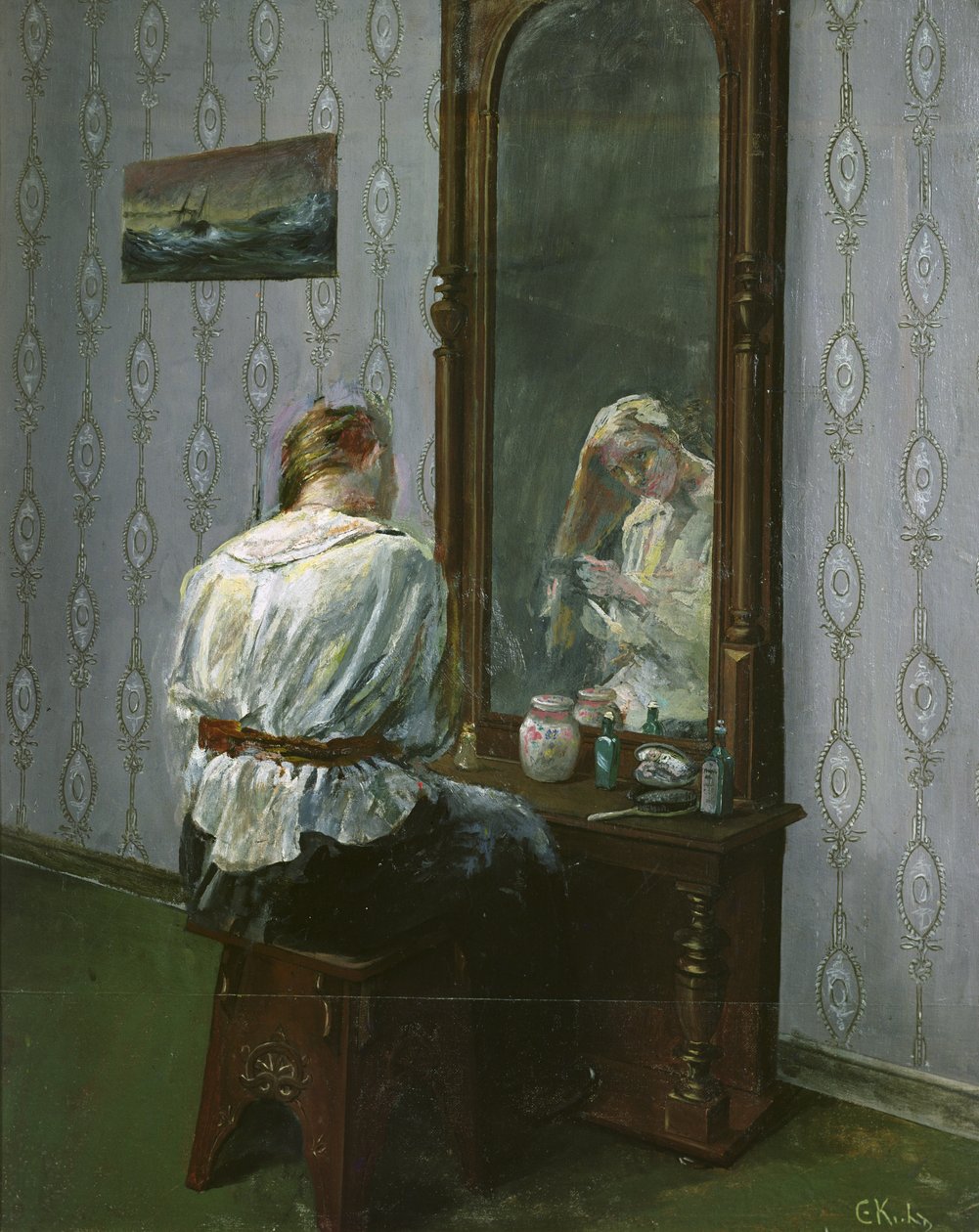 Framför spegeln (olja på duk) av Christian Krohg