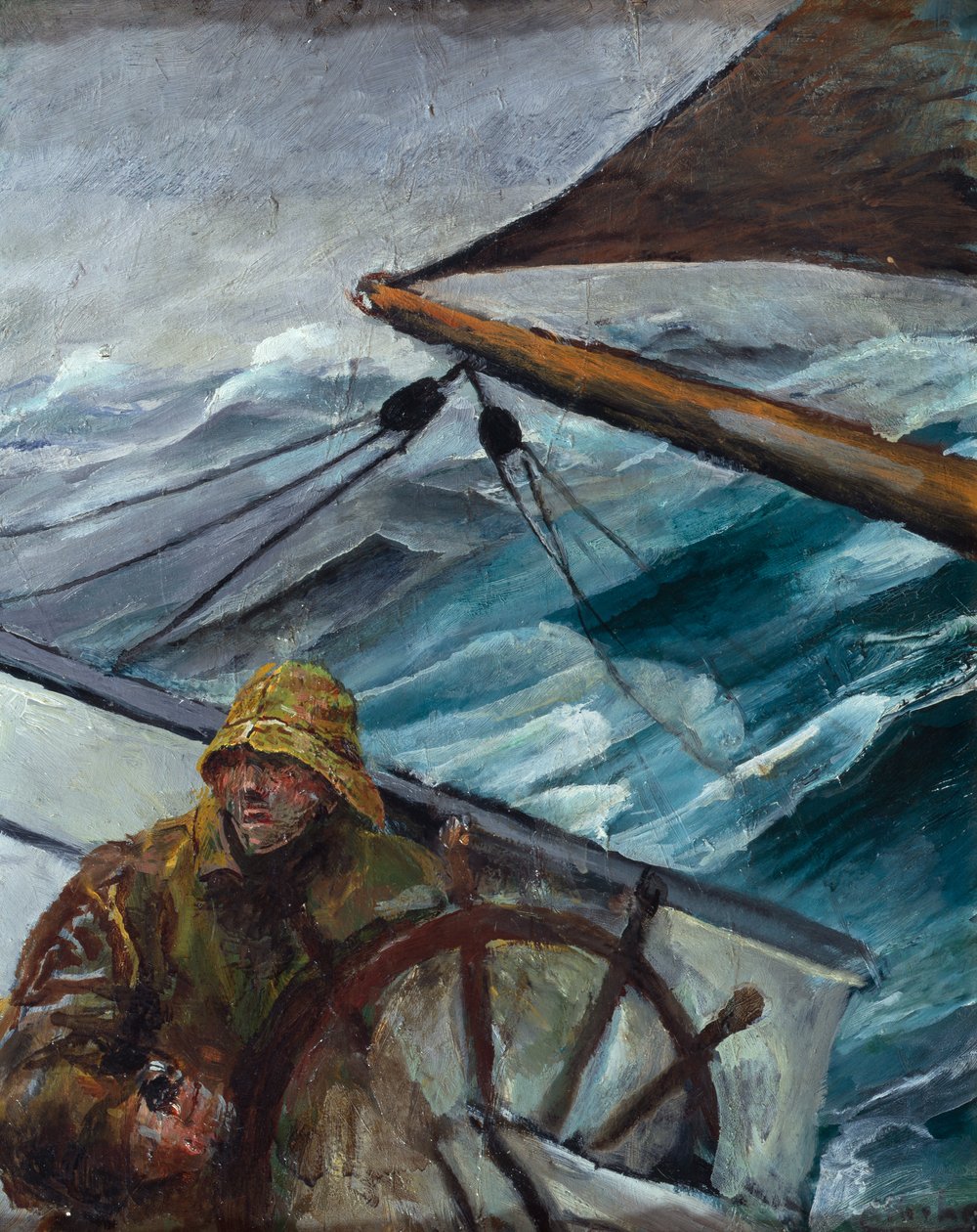 Kompis vid rodret (olja på duk) av Christian Krohg